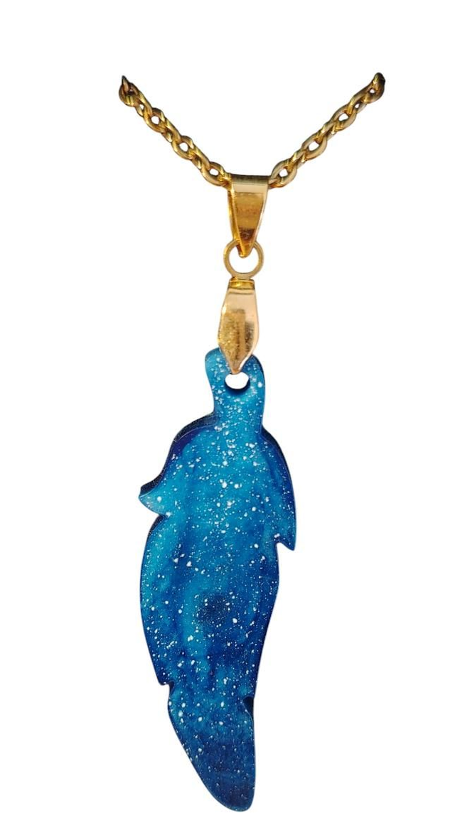 Collier plume acier inoxydable 