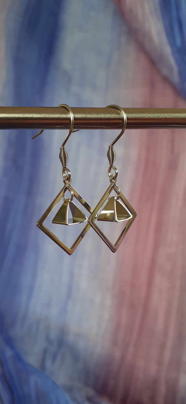 Square Boucles d'oreilles argentée, anneau carré, acier inoxydable 