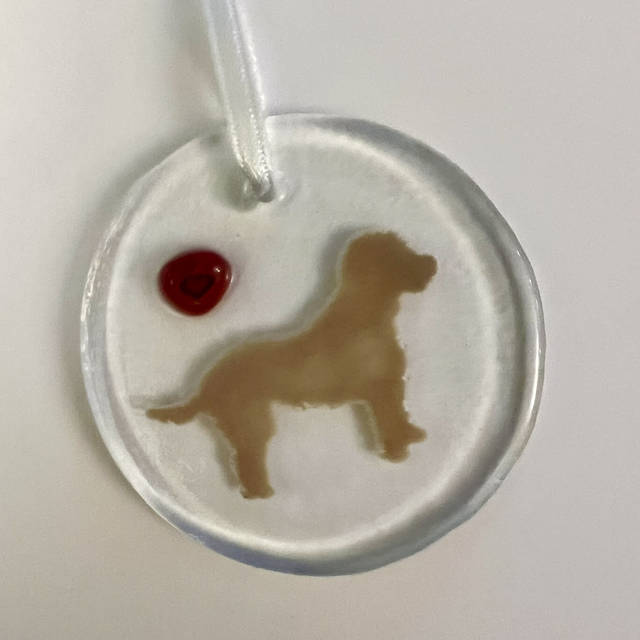 Light Brown Dog Fused Glass Card