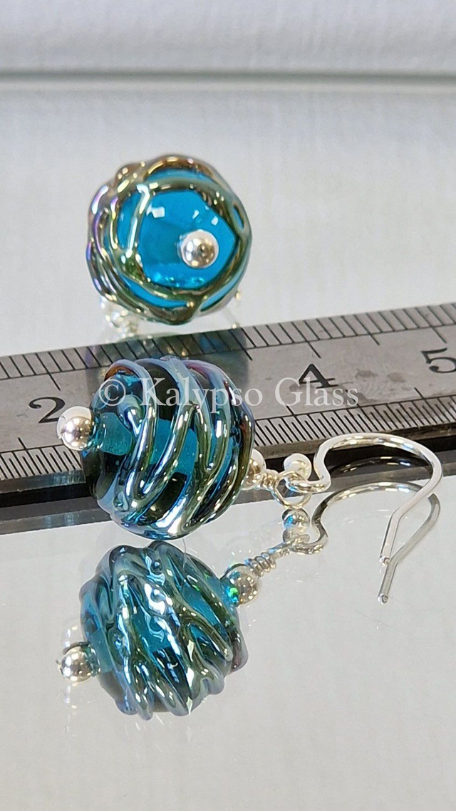 Drizzle Earrings, Dark Aqua