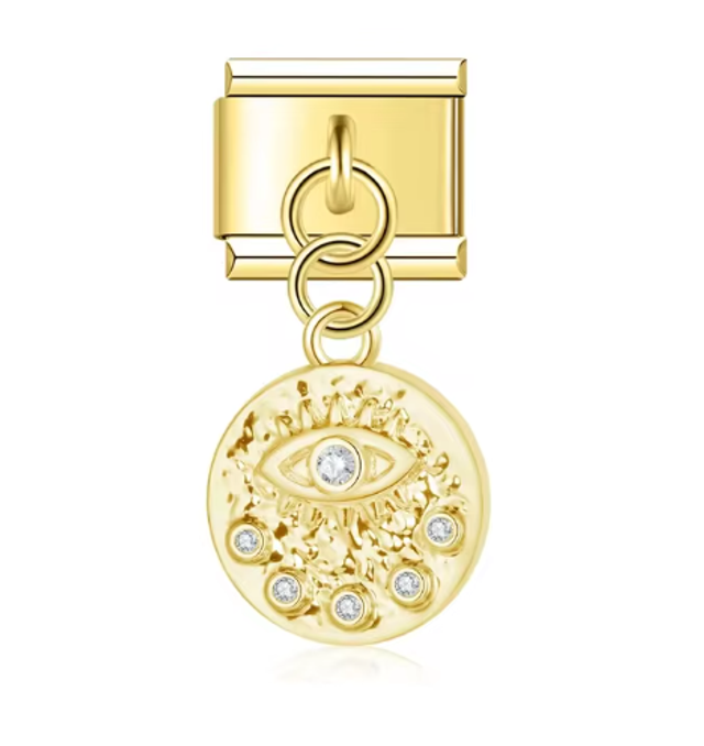 Charm Ojo y Brillos Colgante Dorado