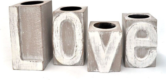 WOODART | Waxinehouder Love - Taupe