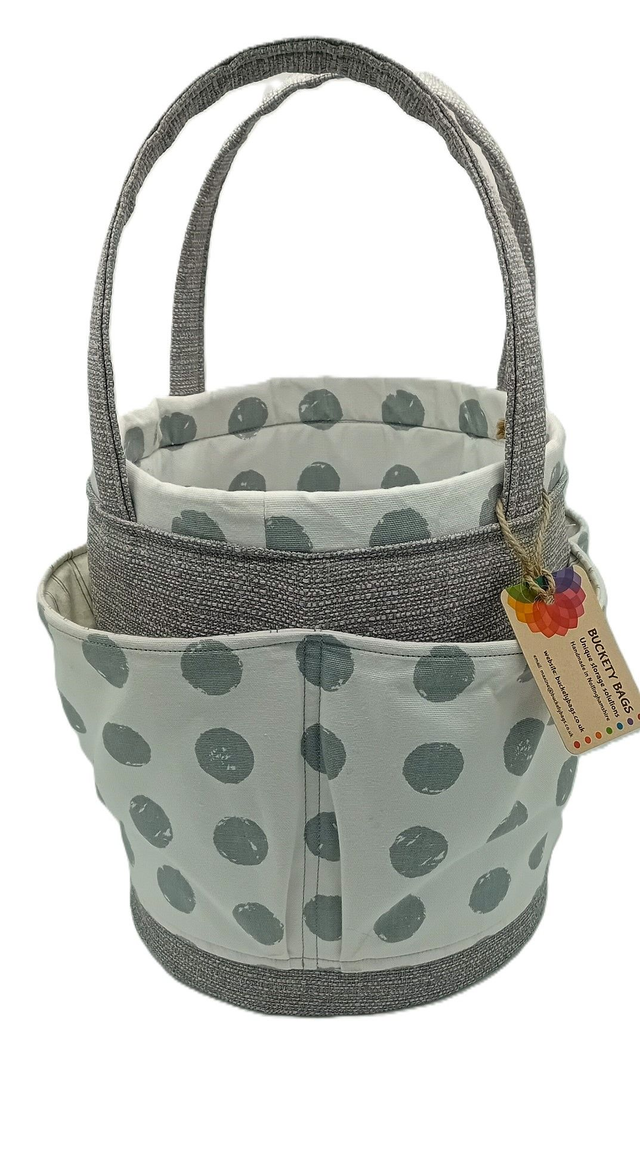 Large Bucket Storage Bag Grey Spot Polka Dot Crafters projects Beauty products multipurpose