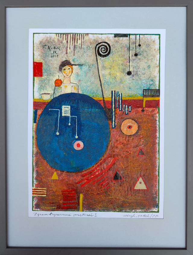 Zgeometryzowana przestrzeń I, 42x32 (29x21) akryl pastel papier 2022