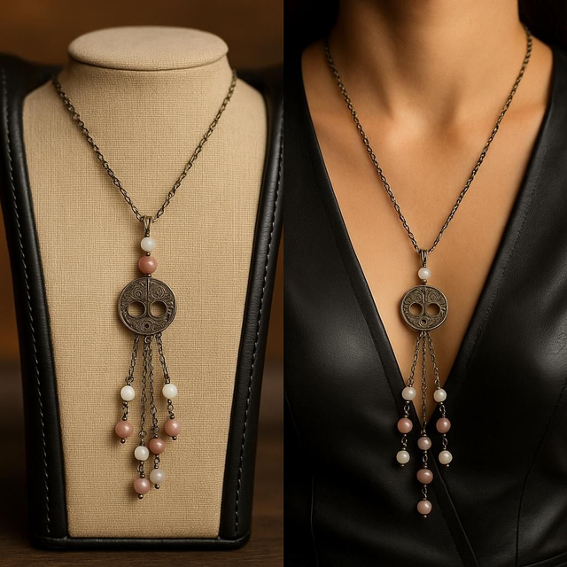 Sautoir Pierre de lune et Pierre de soleil