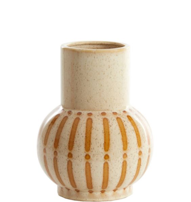 ULLOA - shiny cream &amp; brown vase