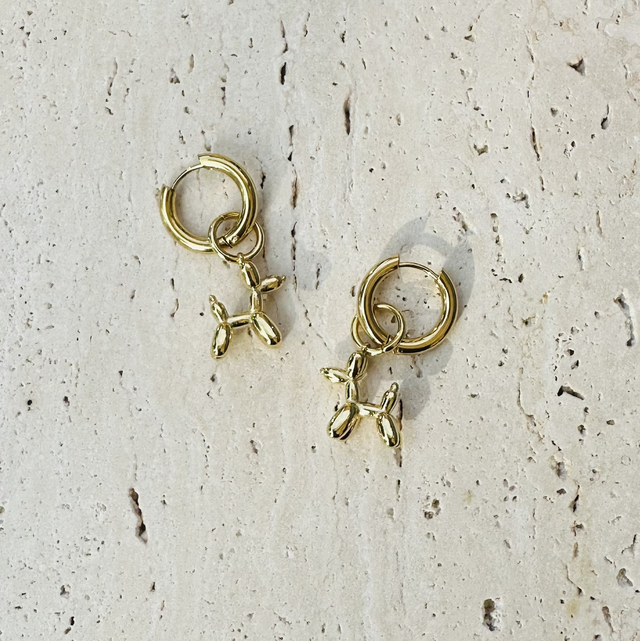 Oorbellen ballon hondje goud 