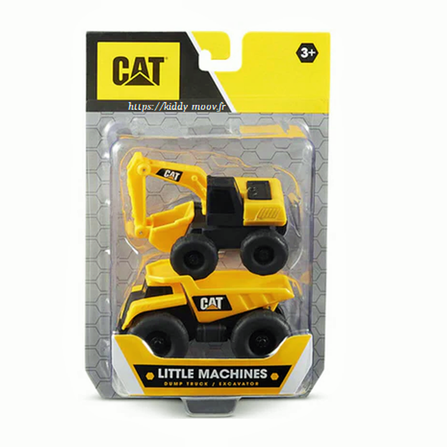 Pack 2 CAT Mini Machines - Camion à benne basculante et excavatrice