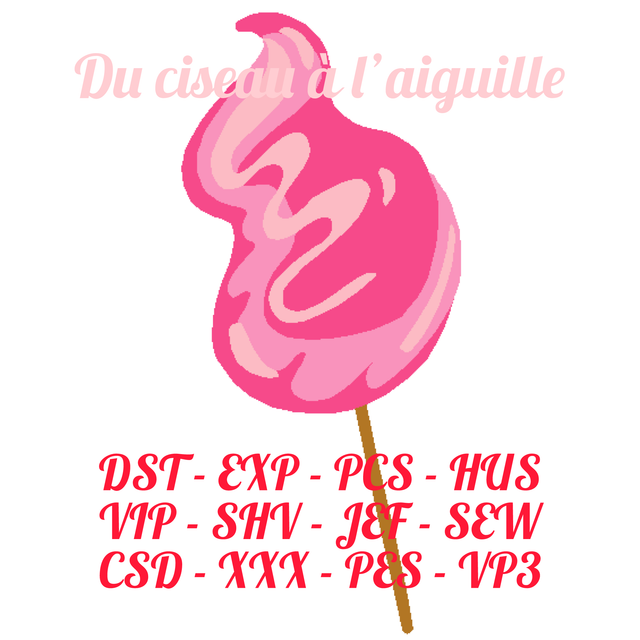 fichier broderie Barbe à papa - Cadre 10x10 / 12 Formats