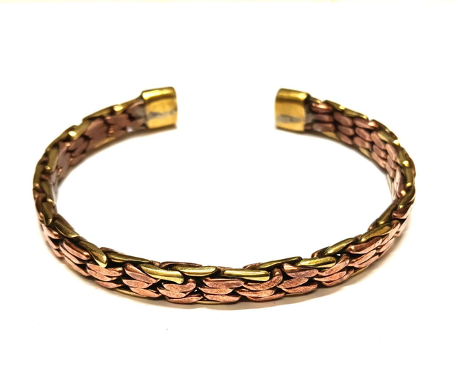 Bracelet tressé cuivre et laiton 