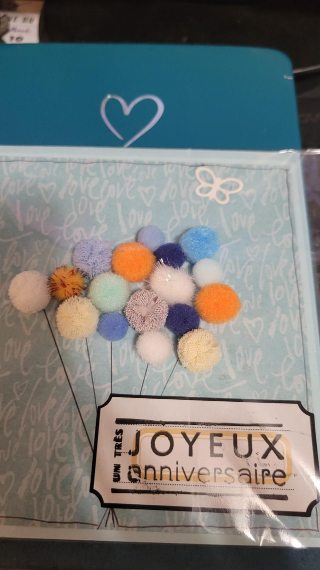 Carte carrée d'anniversaire bleu clair