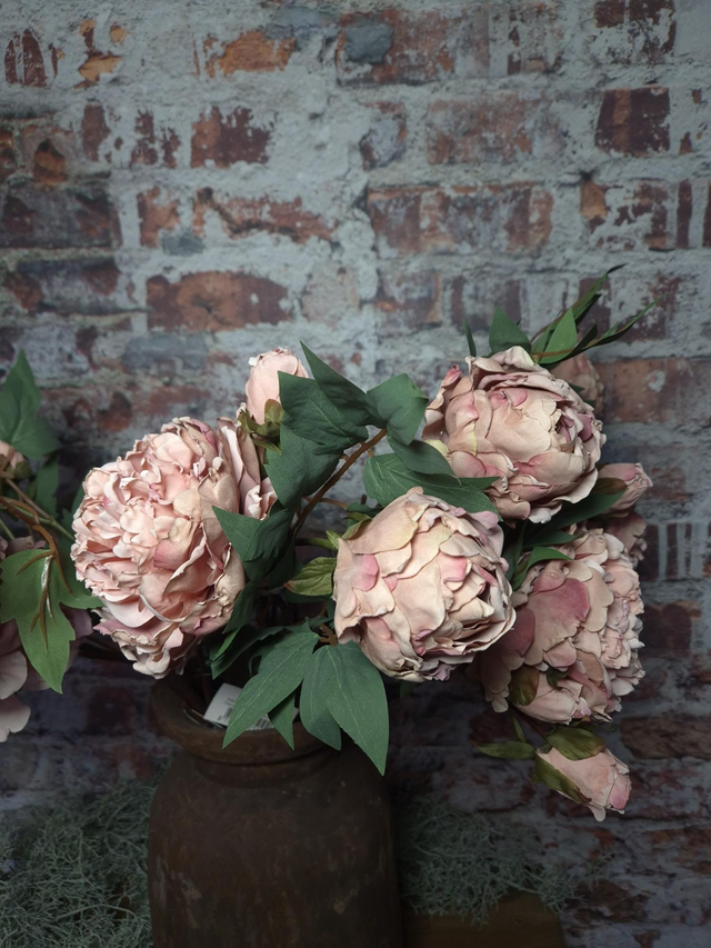 Pioenrozen lichtroze/grijs (kunst)