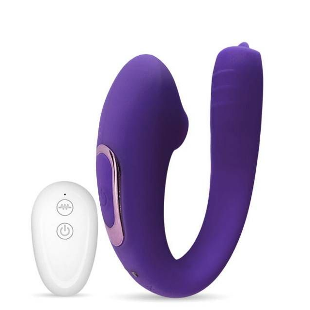 Vibrador para Casais com Língua Estimuladora e Controle Wireless 