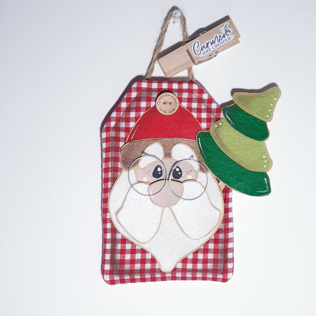 Addobbo natalizio tag babbo con alberello