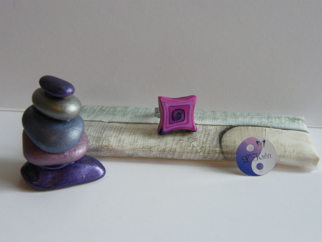 Carré pointu tourbillon Rose/Violet/Noir pailleté