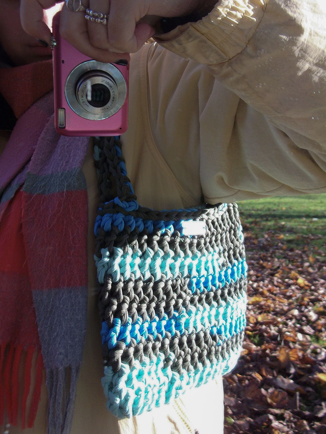 Khaki Green, Blue and Turquoise T-shirt Bag