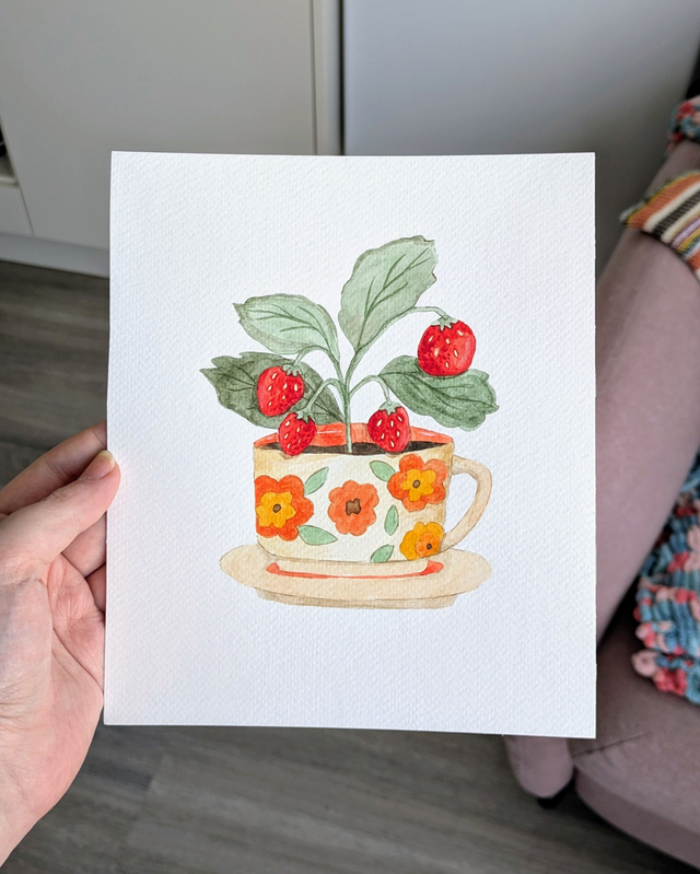 « Fraisier » (Original aquarelle)