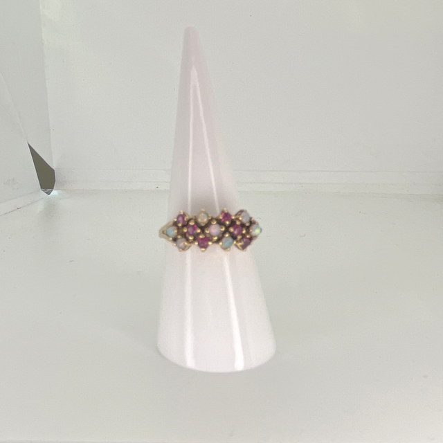 Vintage 9ct Gold Opal and Ruby Ring