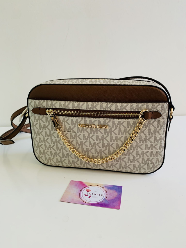 Michael Kors - Jet set travel crossbody (Vanilla-Brown)