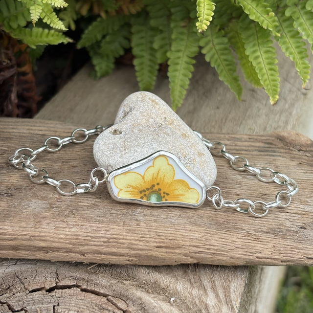 Recycled Pottery &amp; Recycled Silver Bracelet 