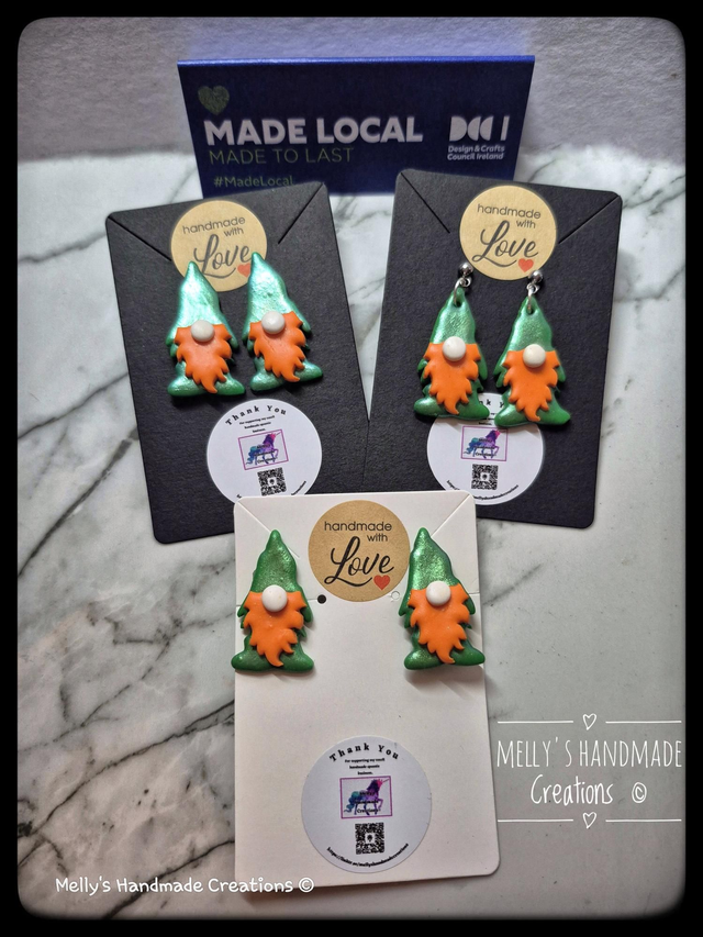 St Patrick's Day Leprechaun Gonk Gnome earrings 