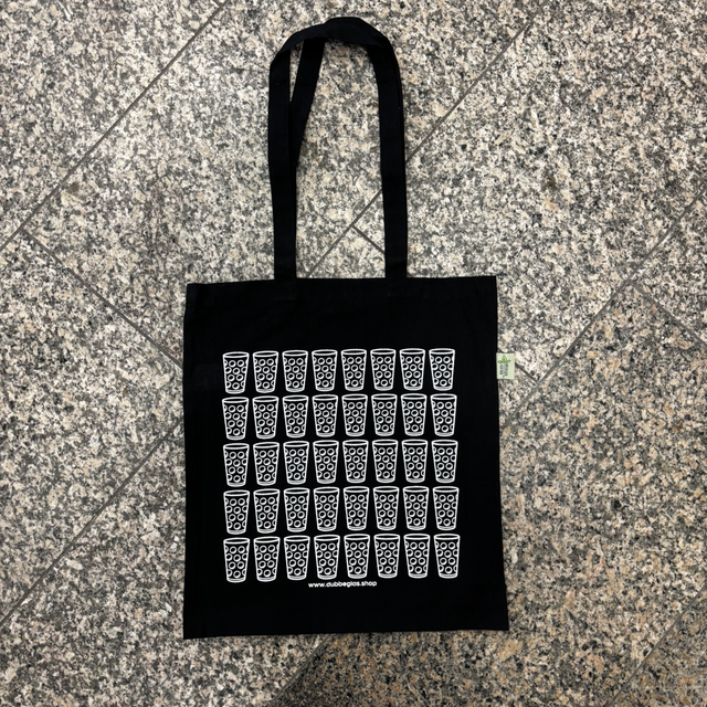 Dubbeglas Baumwolltasche Schwarz