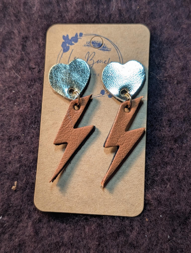 Boucles d'oreilles Queen marron doré qu003