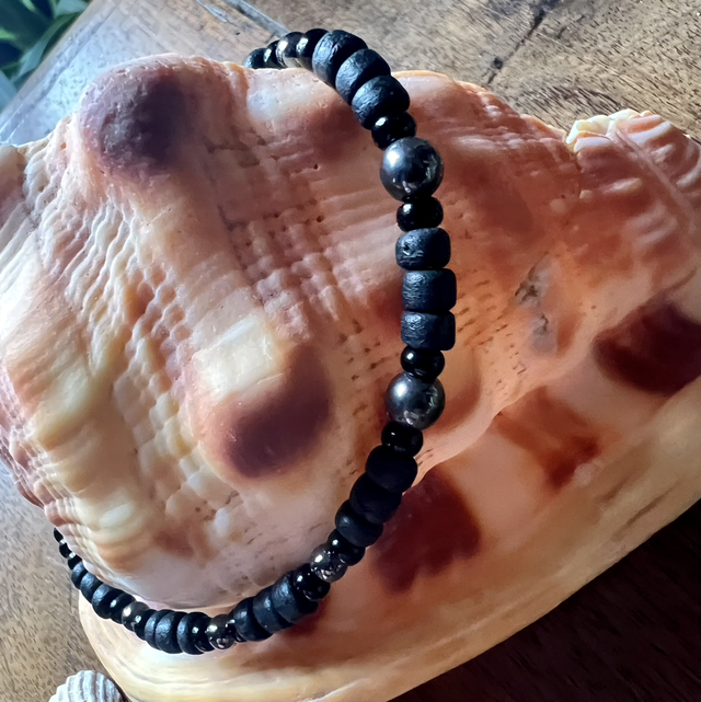 Bracelet en perles de coco et Hématite 