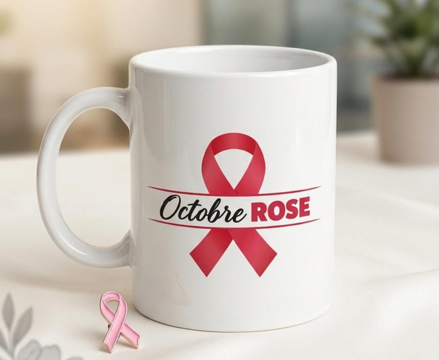 Mug à thème "Octobre à rose"