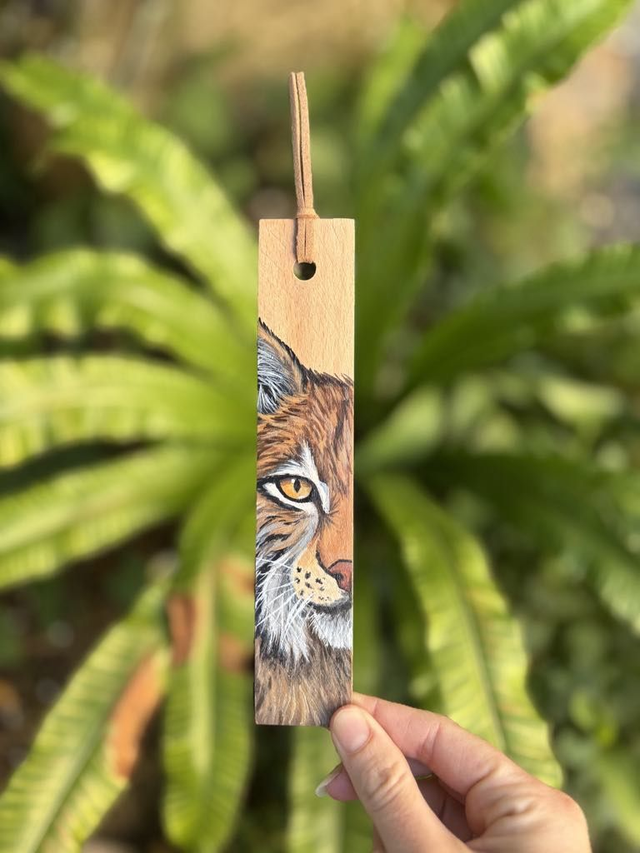 " Lynx boréal " - marque-page en bois    