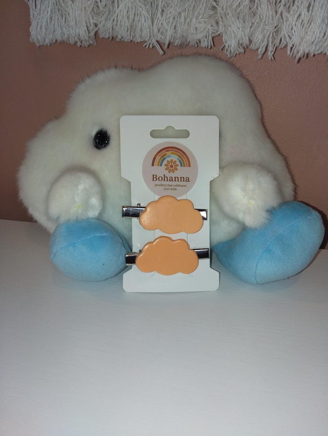 Handmade clay hairclips-Clouds