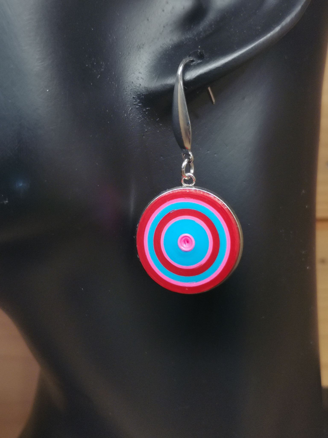 Boucles d&#039;oreilles &quot;Pépites&quot; en acier inoxydable et papier imperméabilisé 