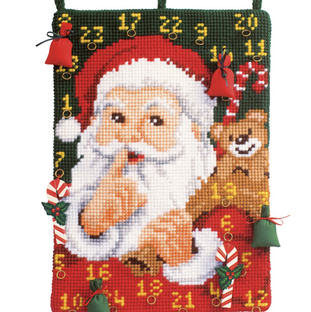 Cross Stitch Kit: Wall Hanging: Advent Calendar: Santa