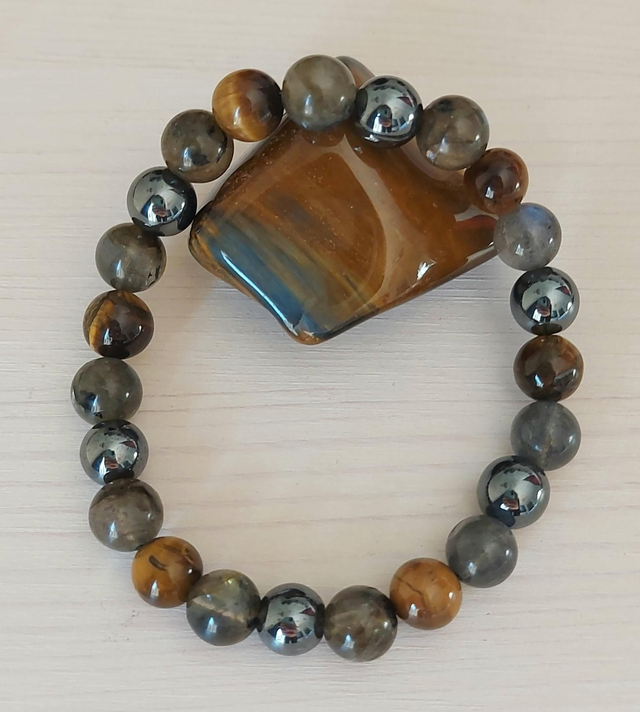 Œil de Tigre, Hématite et Labradorite