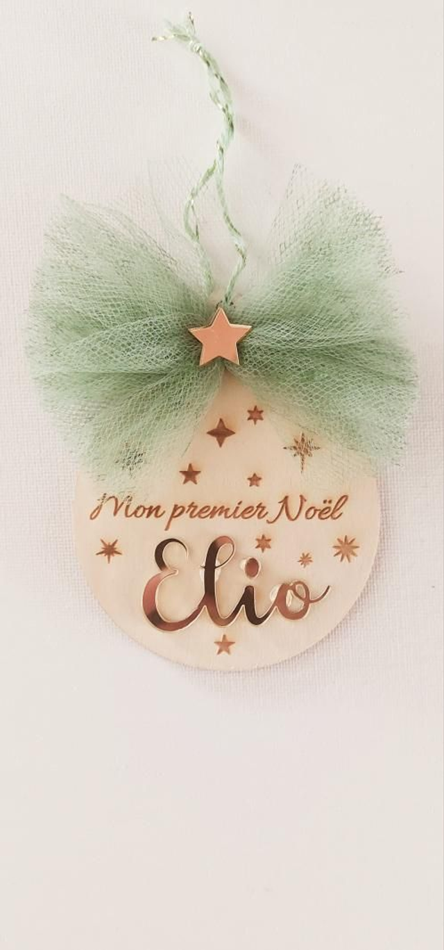 Boule "Mon premier Noël" rose