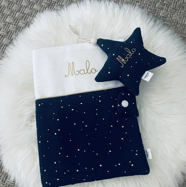 Box protège carnet de santé + étoile prénom 