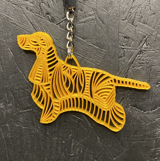 3D - Keychain English Cocker Gold Sparkle