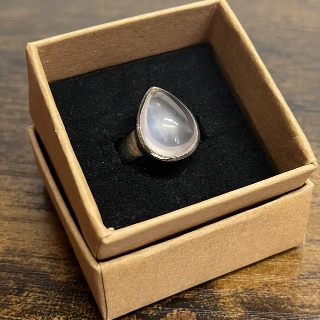 Bague en argent et Quartz Rose - Taille 54