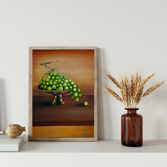 Raisin blanc sur fond orange