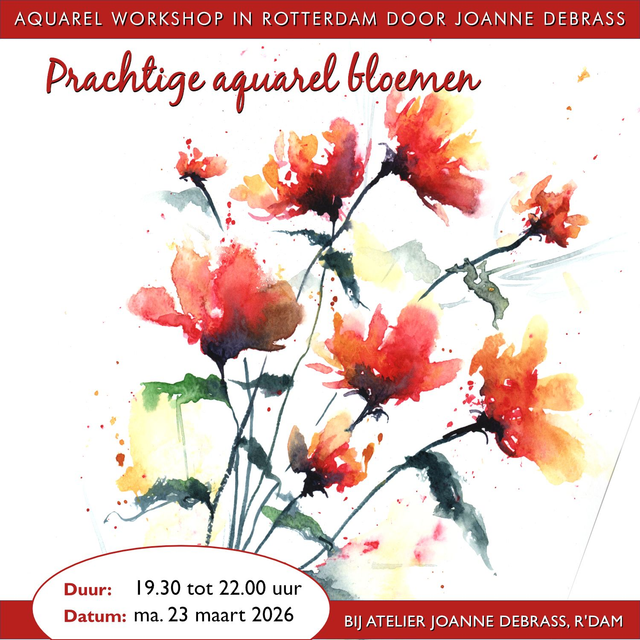23-03-2026 van 19.30 - 22.00 Workshop in Rotterdam- Aquarel bloemen