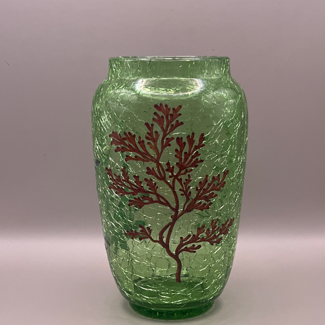 Ludwig Moser Crackle and Enamel Glass Vase – c.1880
