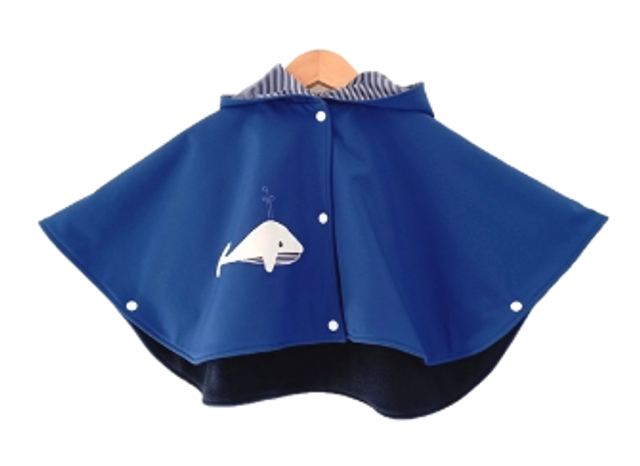 Cape de pluie &quot;Baleine&quot; bleu cobalt