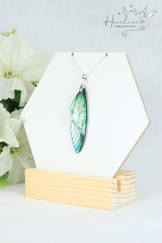 Green fairy wings pendant
