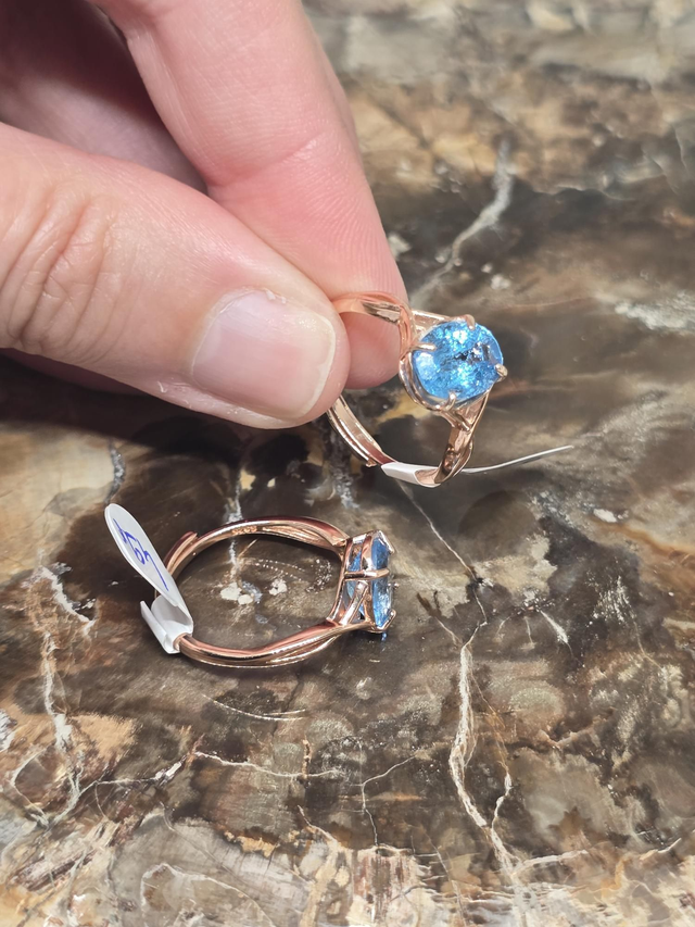 Bague Argent 925 rose et Topaze bleu