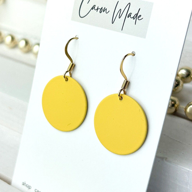 Pale yellow and gold simple earrings