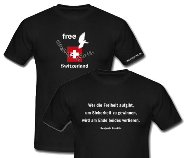 T-Shirt «free Switzerland» mit Spruch Franklin