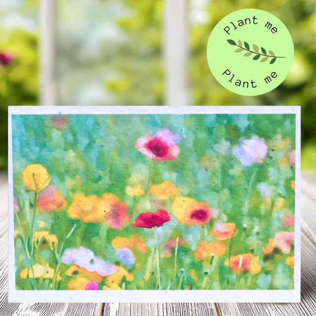 Plantable Greetings card with a Wildflower design, zero waste card