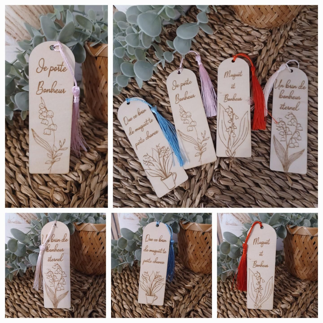 Marque page en bois "Porte Bonheur"