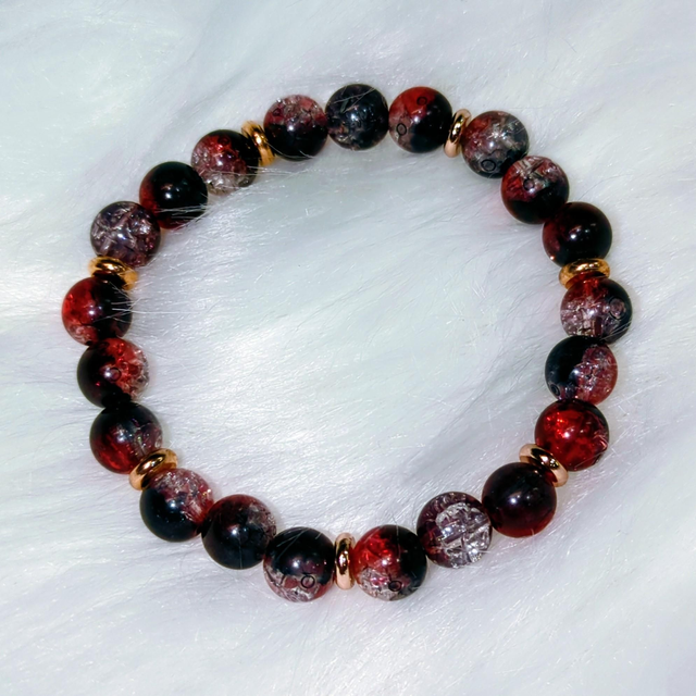 "Grenade givrée" - Bracelet perles en résine - 15 cm