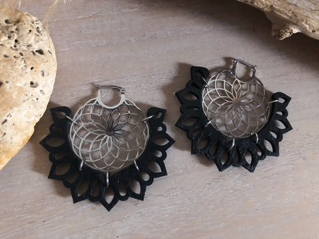 Boucles d’oreilles CATLEA noir rosace